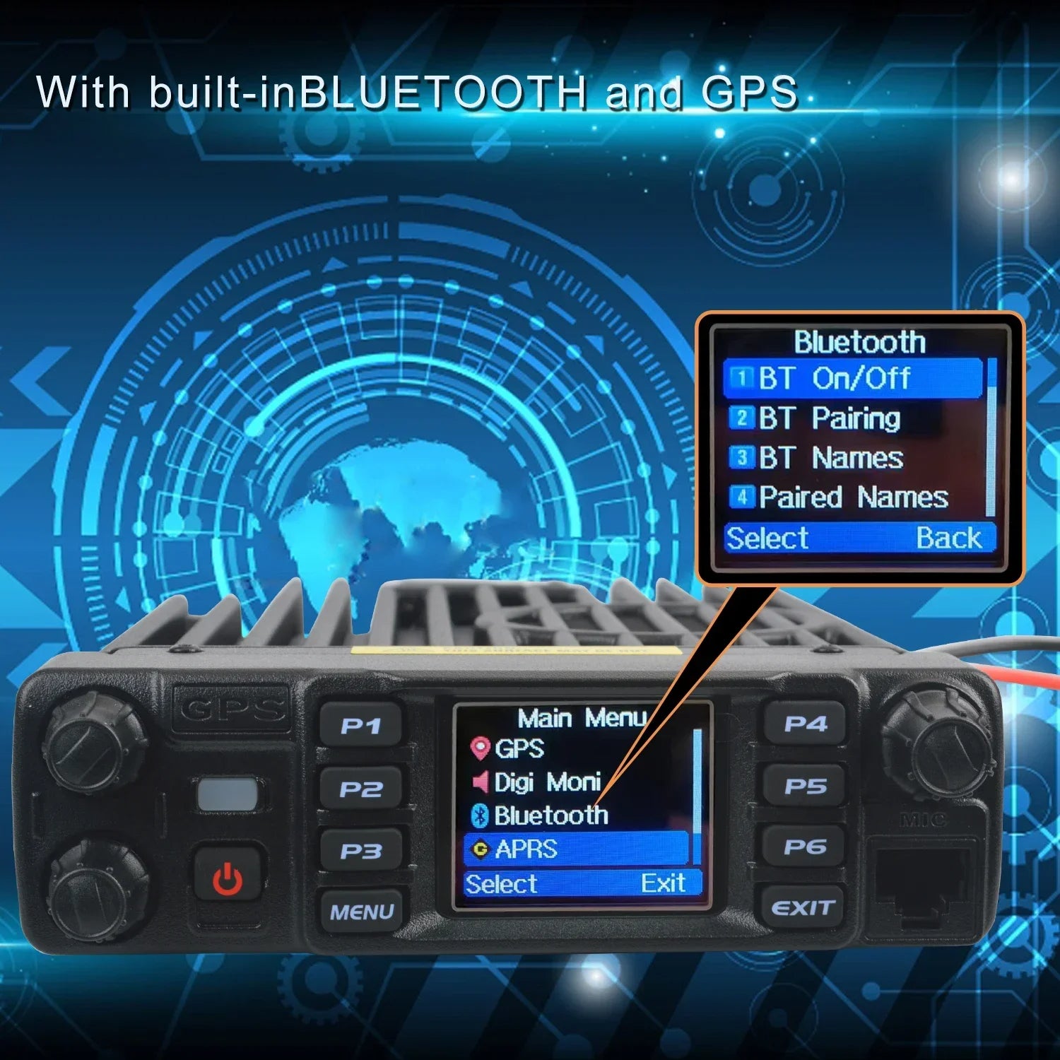 Plus VHF UHF Air Band Receive GPS APRS bluetooth PTT DMR Digital Repeater Function FM Mobile Radio AES256