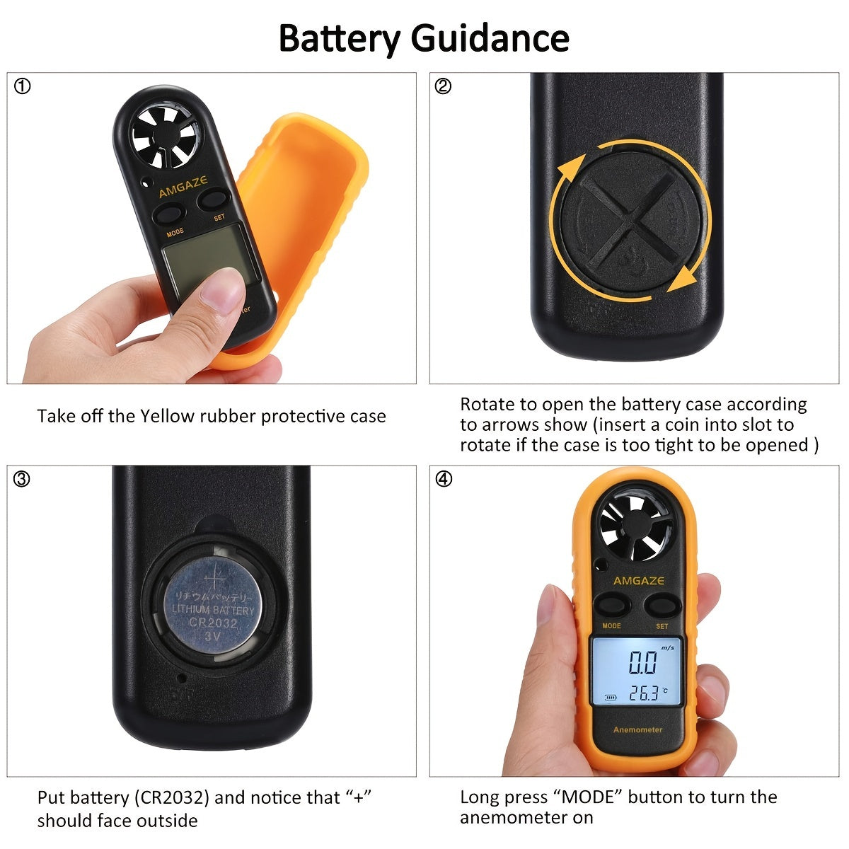 Mini Handheld Anemometer Wind Speed Temperature Gauge With Digital LCD Display