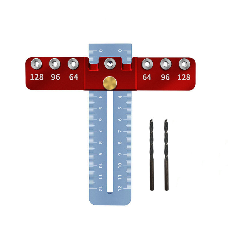 Adjustable Aluminum Alloy Handle Punch Locator with 4mm Drill for Metal, Fits 64/96/128mm Hole Distances