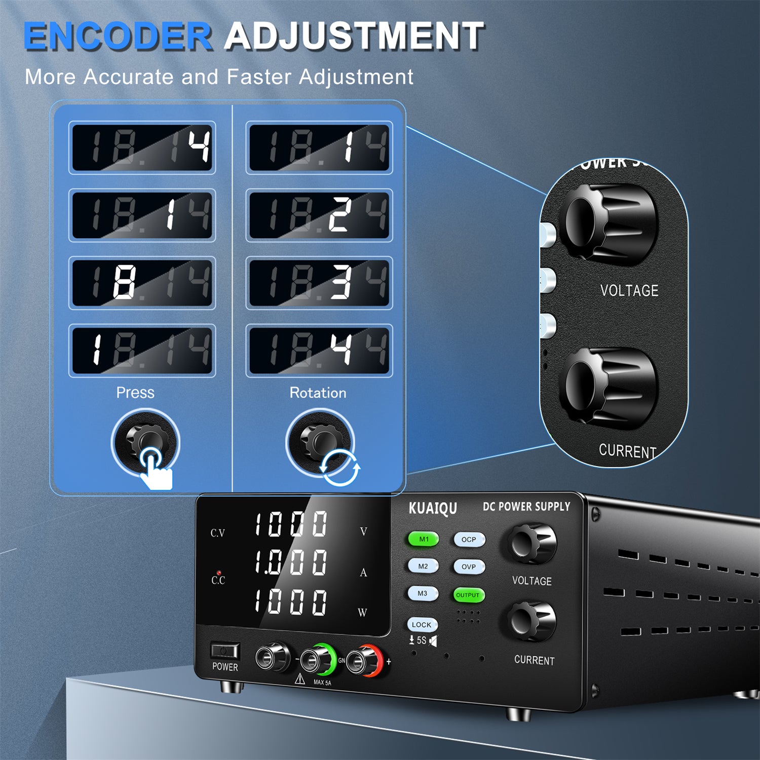 DC Power Supply 1000V 1A 1000W USB RS-232 RS-485 LED Display Programmable Voltage Current Power Supply Multiple Protections