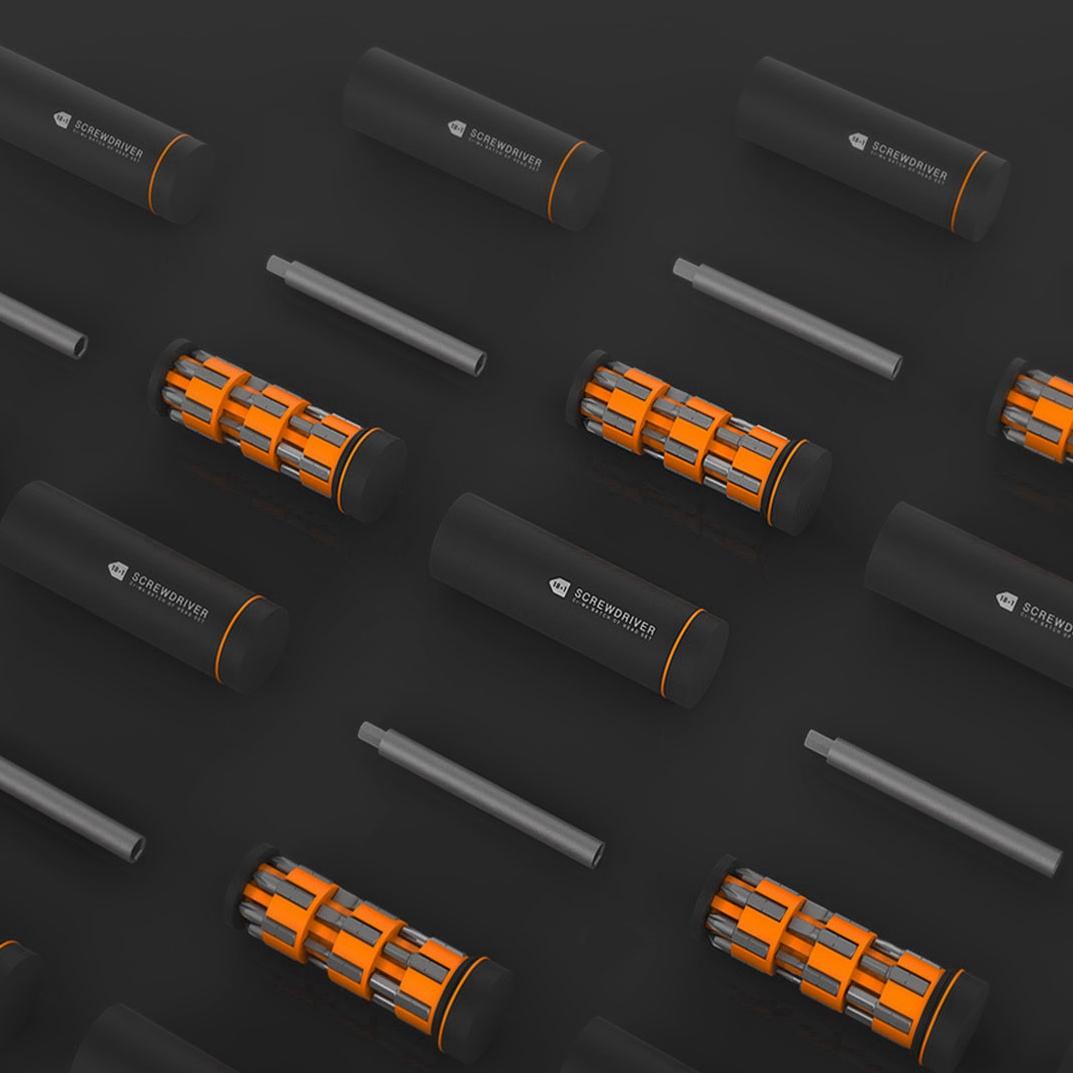 18 In 1 Screw Driver DIY Household Screwdriver Wheel Storage Design W/ 18Pcs Screw Bits From