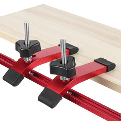 2PCS T Track Hold Down Clamps Set - Aluminum Alloy, Red & Black, Includes T Bolts, Knobs, Washers, Storage Box