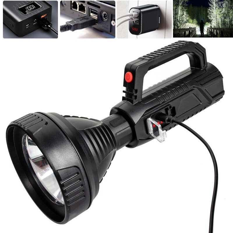 Long Shoot Strong OSL Spotlight with 18650 Li-ion Battery USB Rechargeable&Power Display LED Handheld Flashlight Home Tools