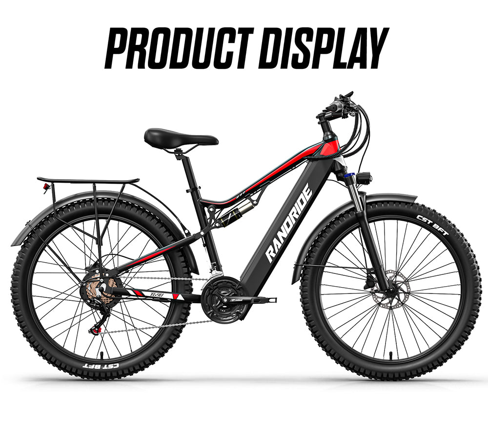 48V 17AH 1000W Recommended Top Speed 25KM/H 27.5*2.4 Inch Electric Bicycle 80-90KM Mileage Range Max Load 120KG