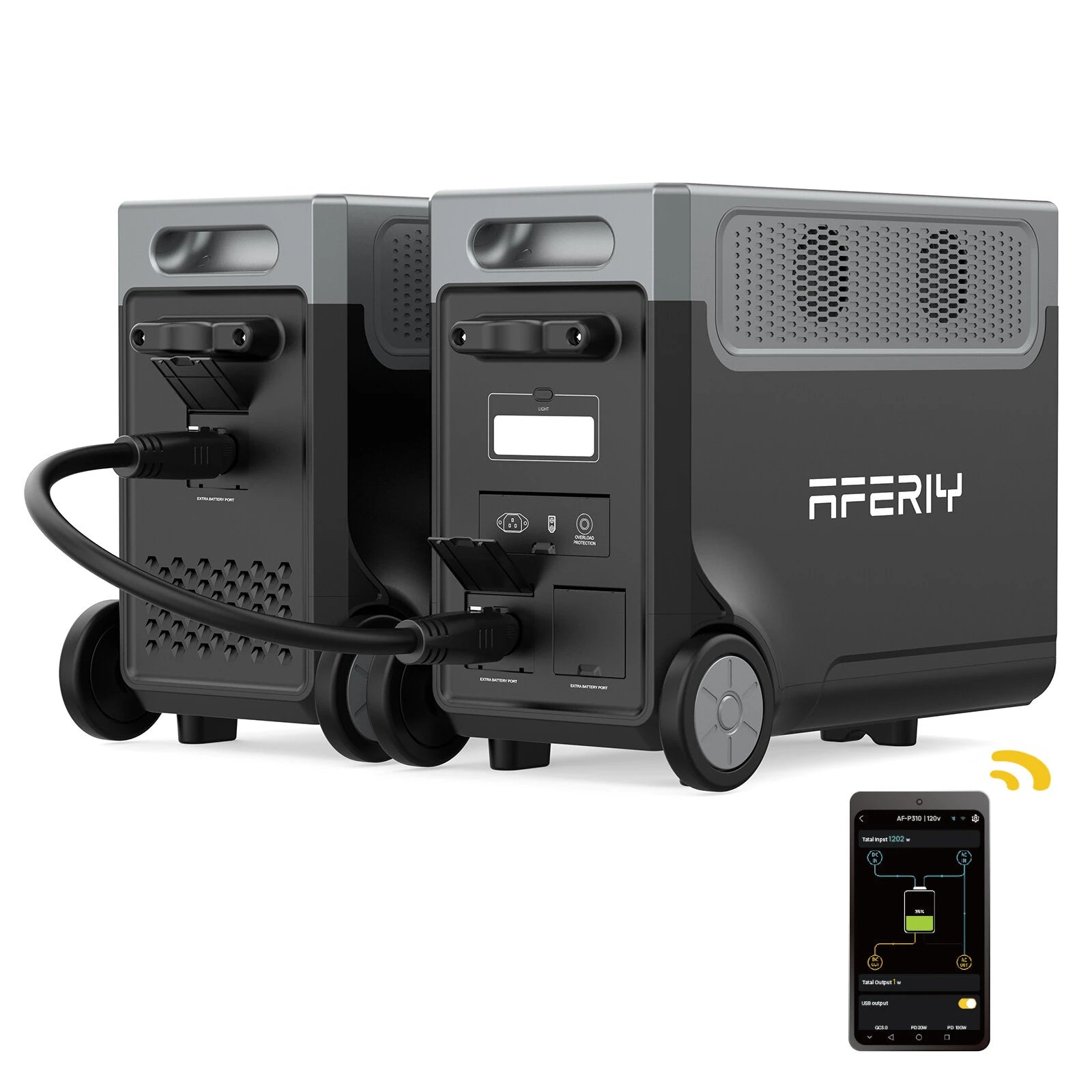 3600W 3840Wh LiFePO4 Portable Power Station, Optional 1 or 2 Expansion Batteries, App Control, UPS & Wheels for Home Backup & RV