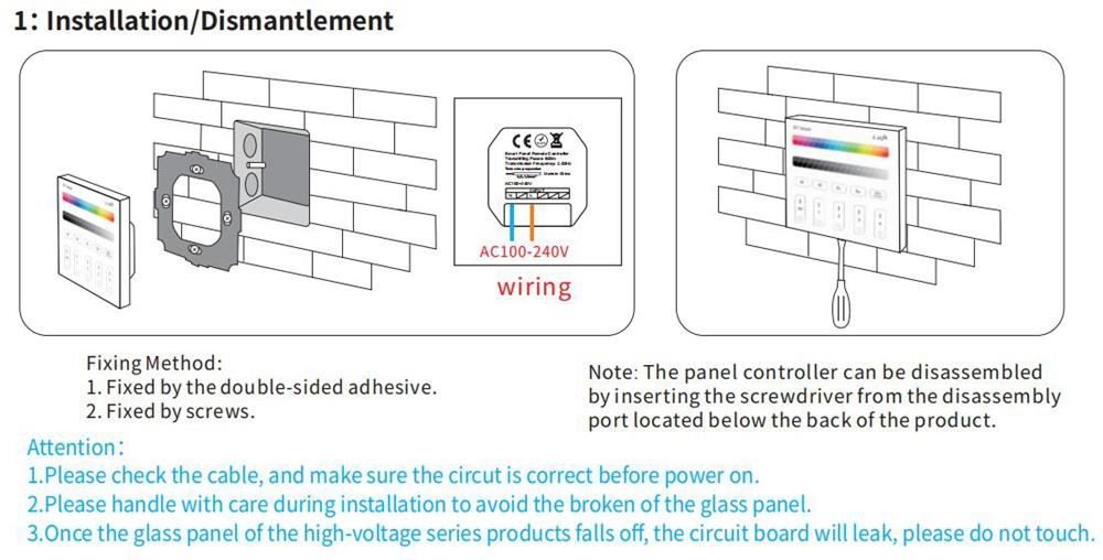 bluetooth Mesh RGBW Touch Remote Panel Dimmer Controller Work With Amazon Alexa Google Home AC100-240V