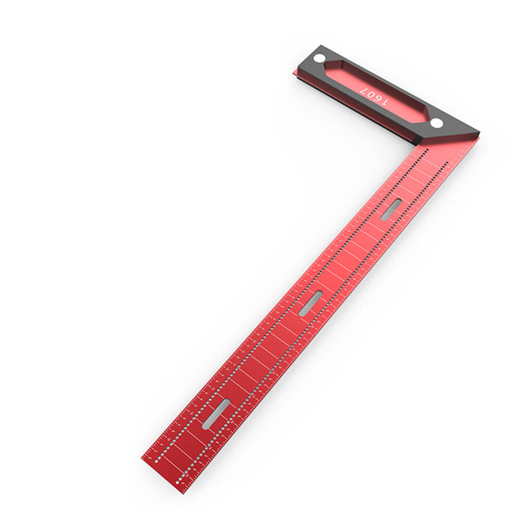 Red T-Shaped Woodworking Cross Ruler - Durable Aluminum Alloy, Precision Measurement Tool, 12/16 Inch Options