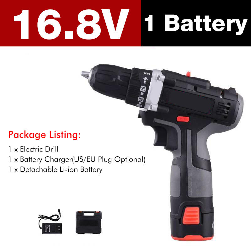 7500mAh 2 Speed Electric Drill 25+3 Torque Power Driver Drills Multi-function Rechargeable Hand Drill