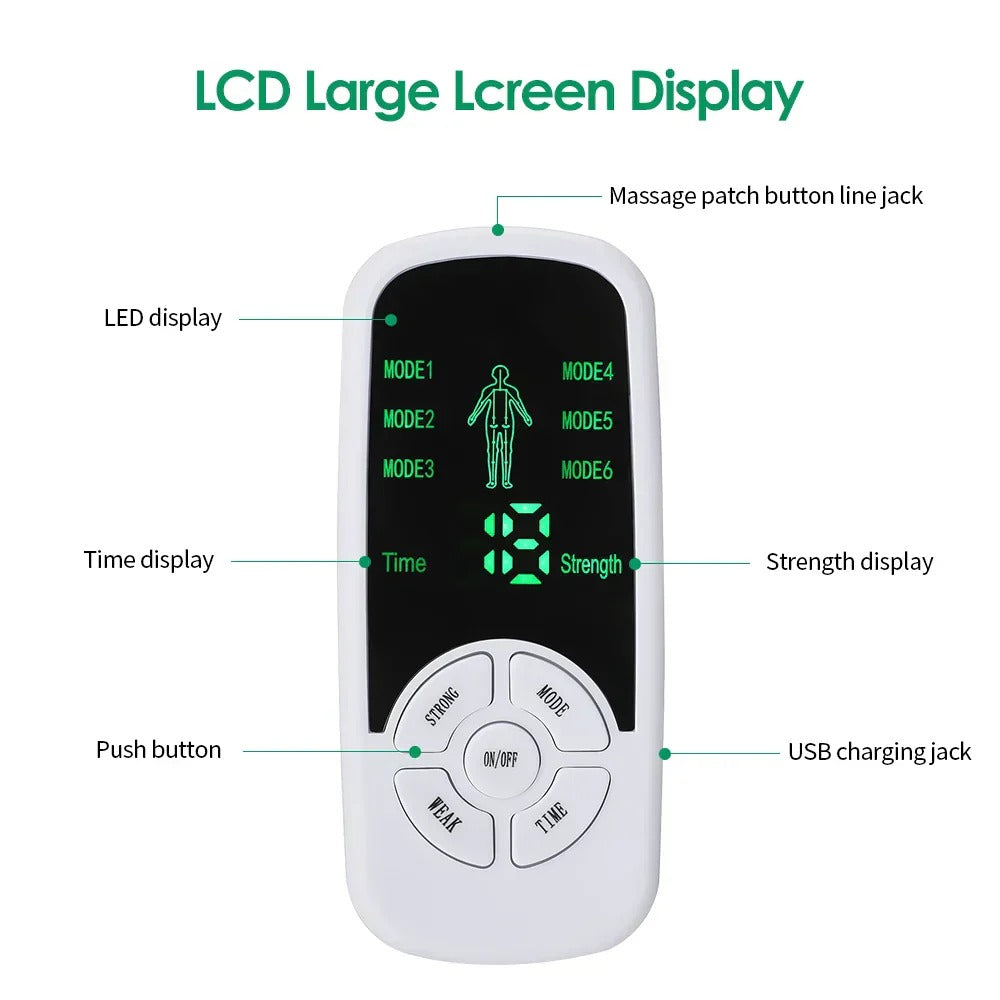 Portable Micro-Current Body Massager with 6 Modes, Adjustable Intensity, LCD Screen, Ideal for Travel and Relaxation