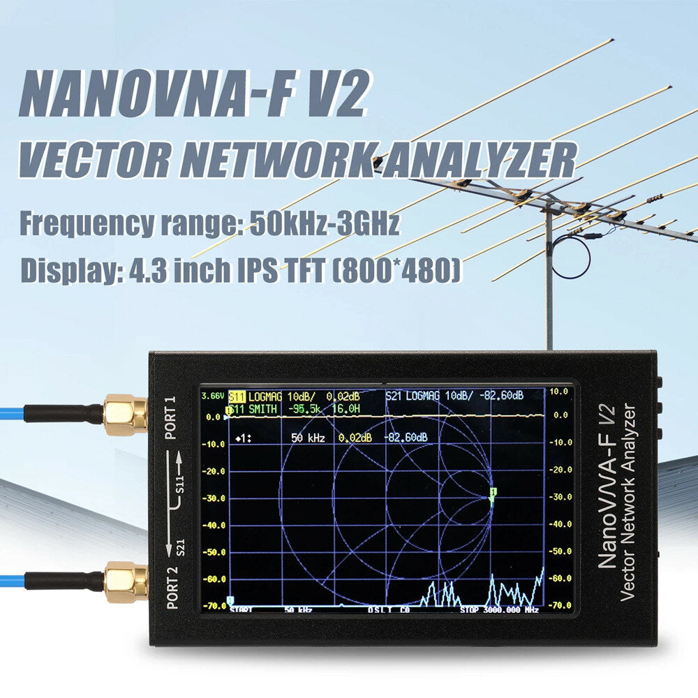 50kHz-3GHz IPS 4.3Inch LCD Display Vector Network Analyzer S-A-A-2 Antenna Analyzer Short Wave HF VHF UHF