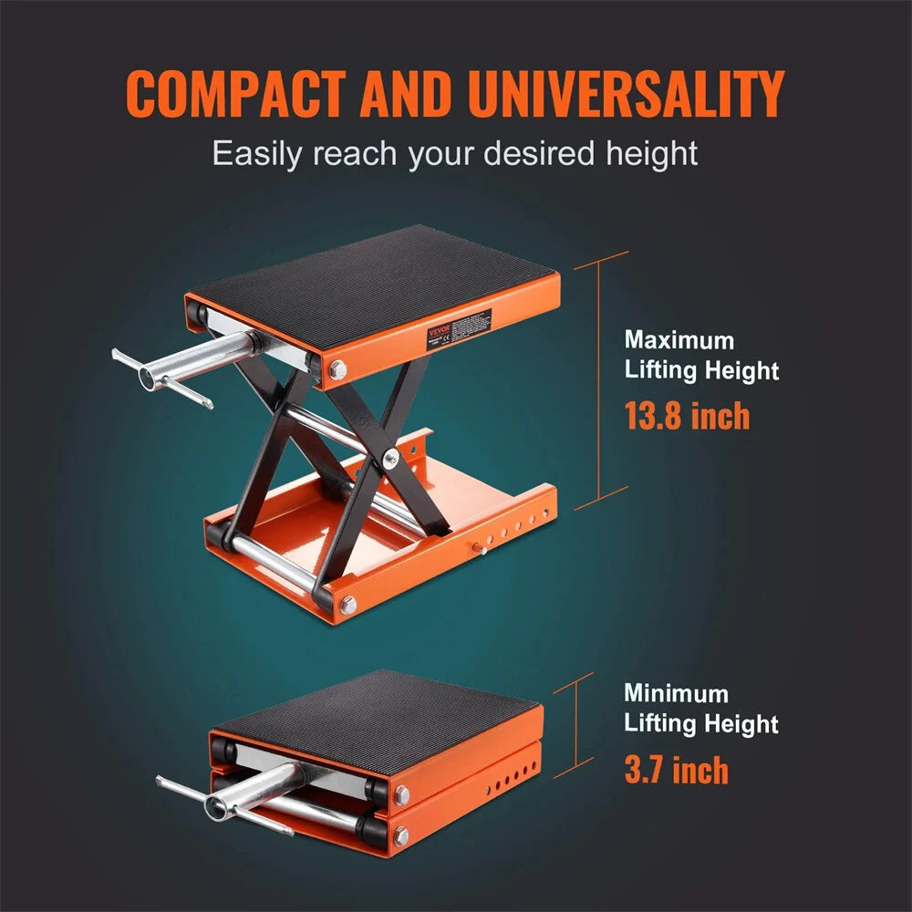 1100lbs Motorcycle Scissor Jack Lift 499.5 kg Wide Deck Hoist Stand for ATVs Bike