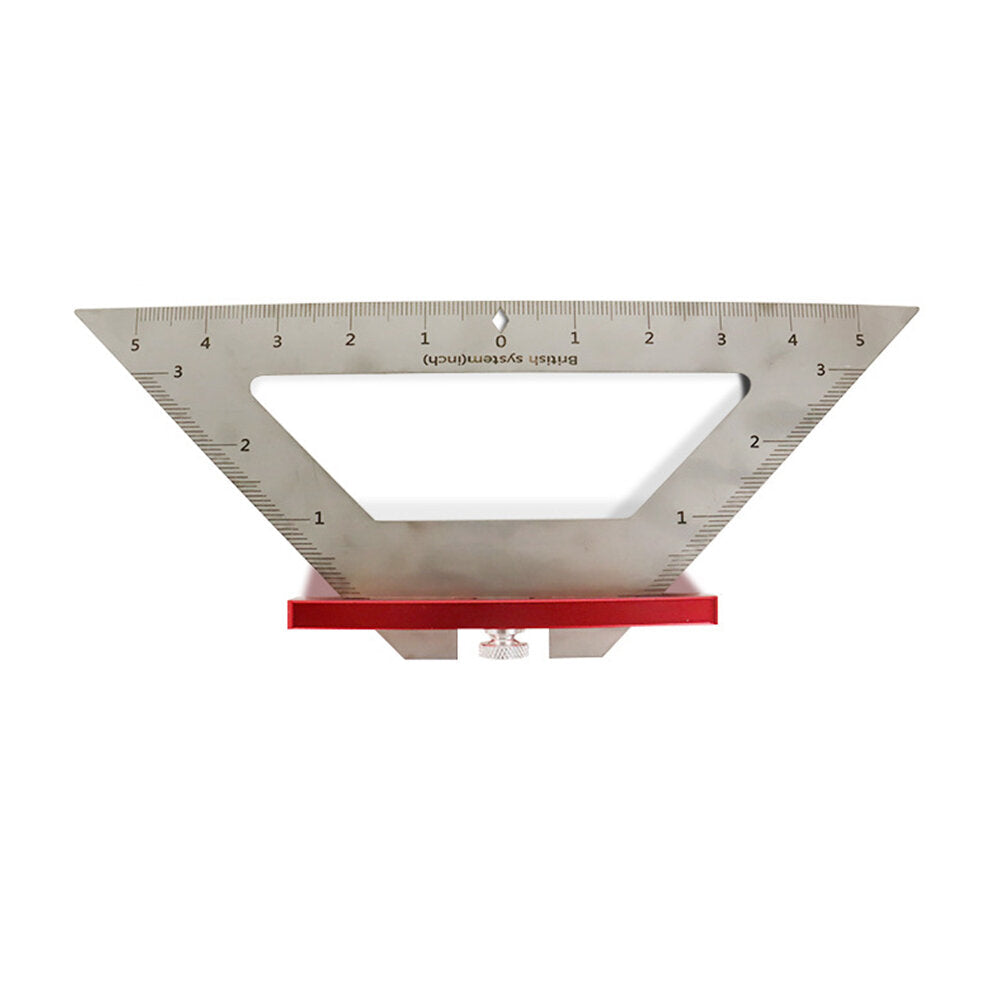Durable Stainless Steel & Aluminum Triangle Ruler, 0-140MM, Metric/Imperial, Lightweight, Blue/Red
