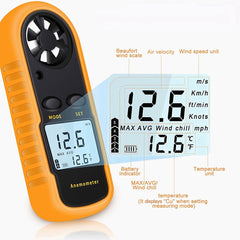 Mini Handheld Anemometer Wind Speed Temperature Gauge With Digital LCD Display