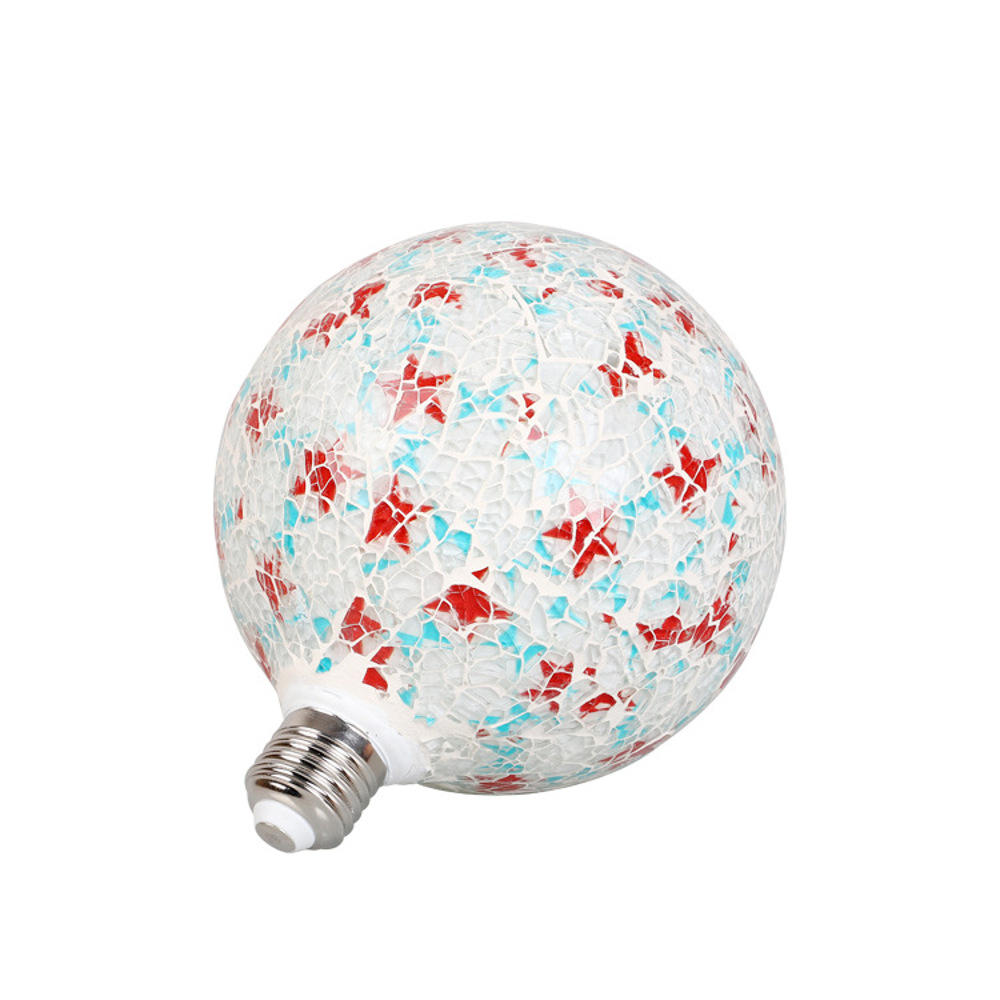 AC85-265V 4W E27 1800K Warm White 3D Retro LED G125 Tiffany Glass Light Bulb for Indoor Use