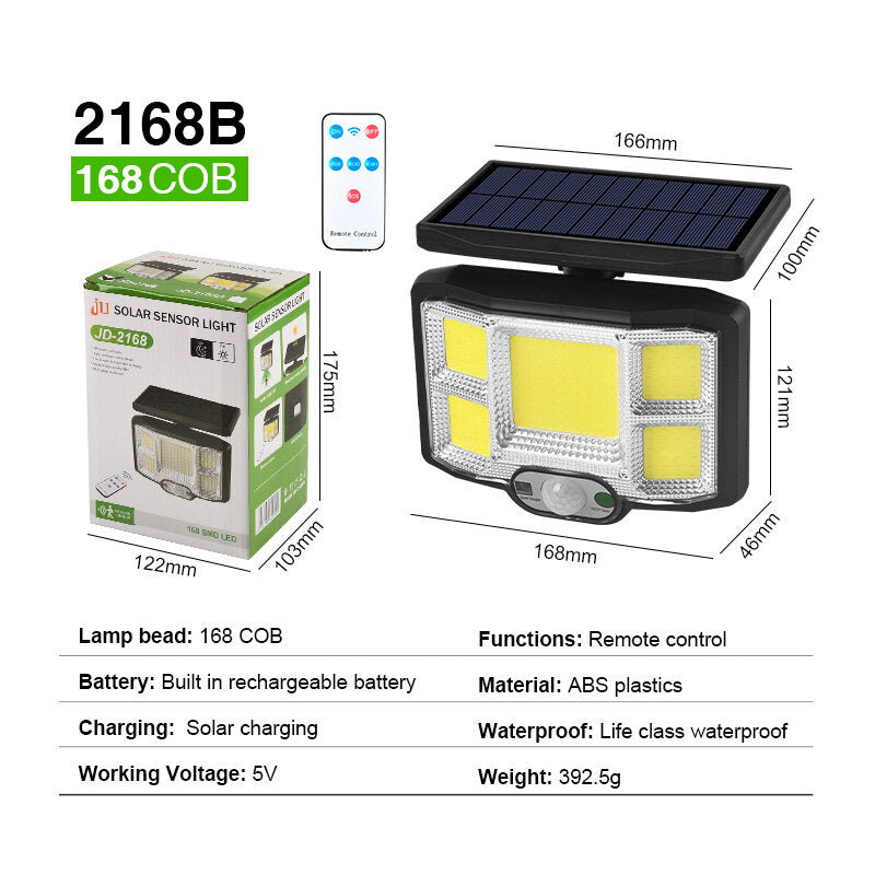 Solar Lights Outdoor LED/COB Wireless Motion Sensor Light Integrate/Separate Design Wide Angle with 3 Lighting Modes IP65 Waterproof Garden Solar Lamp