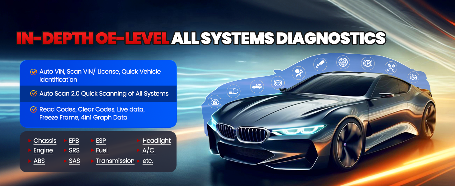 Car Diagnostic Scanner, ECU Programming, 3000+ Active Tests, 40+ Reset Services, OEM Diagnostics, CAN FD & DoIP