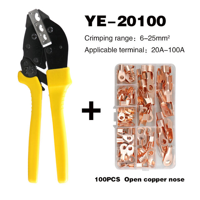 YE-20100 +100PCS Set Crimping Pliers Tools Wire Lug U Type Terminal Crimper Plier Set Cable Clamp Tool