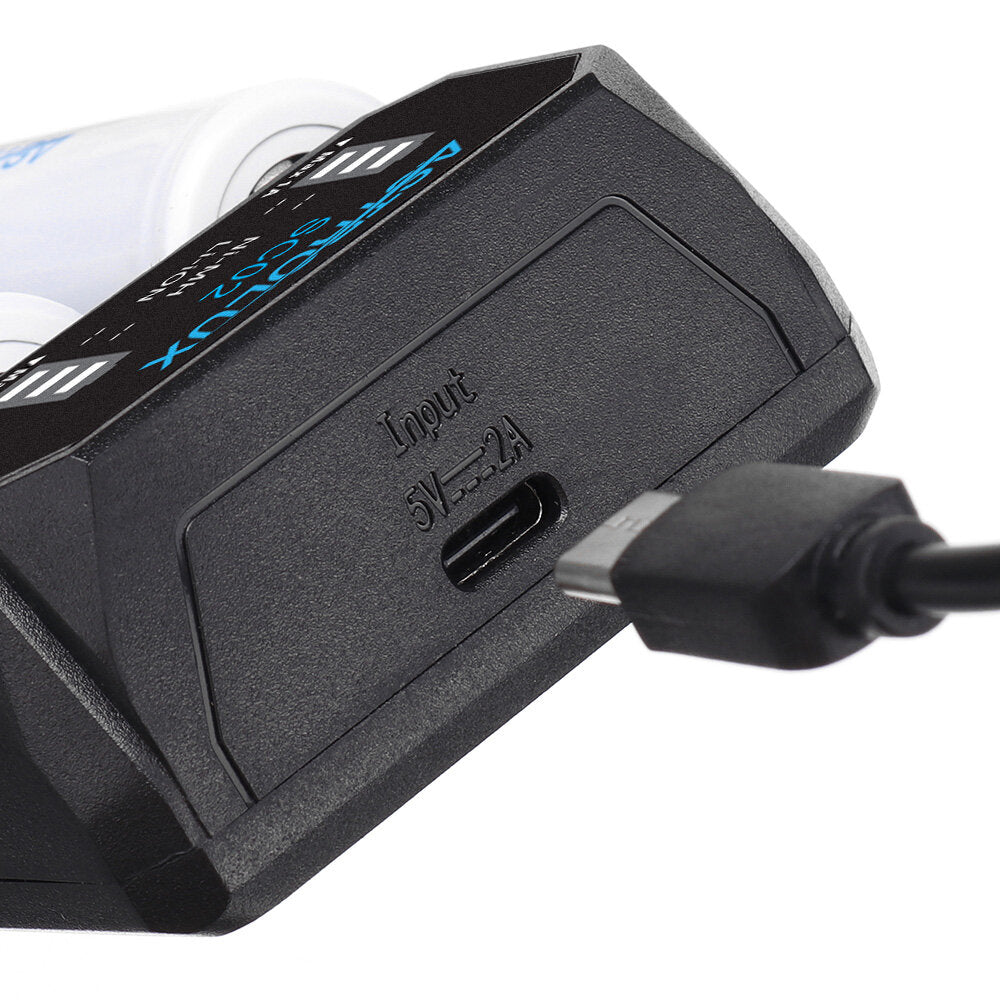 Type-C QC 3.0 Quick Charge USB Battery Charger Dual-slots For Li-ion/IMR/INR/ICR Ni-MH Ni-Cd 21700 18650 26650 Flashlight Battery