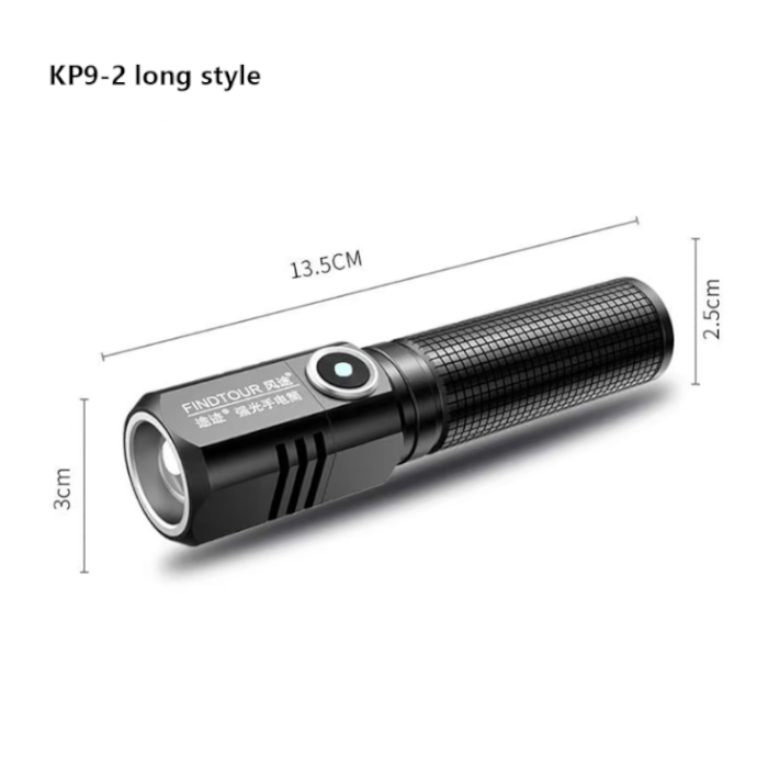 800lm Long Rang Zoomable Super Birght Mini LED Flashlight Aluminum Alloy Type-c Rechargeable Three Gears Dimming Mini Torch