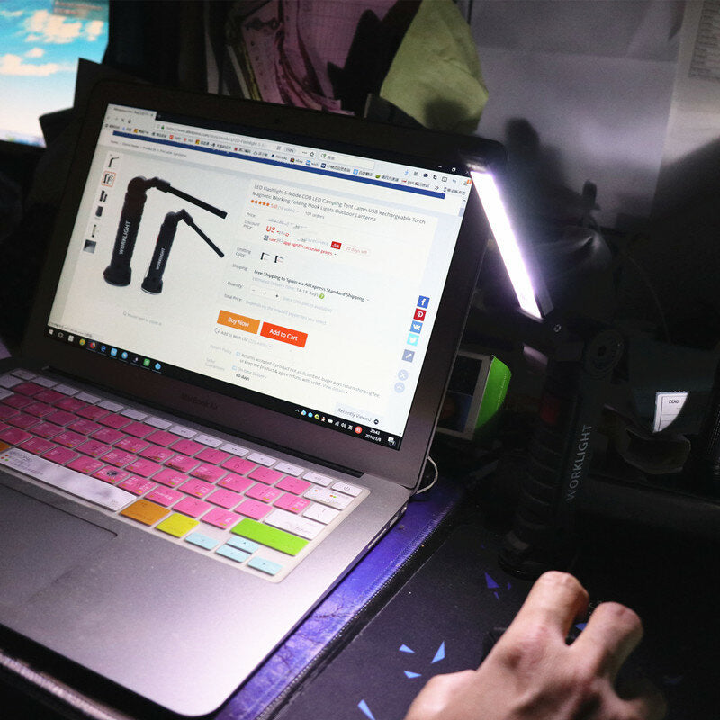 COB LED Multi Function Folding Work Light Set USB Rechargeable LED Flashlight USB Cable Car Charger Battery Charger