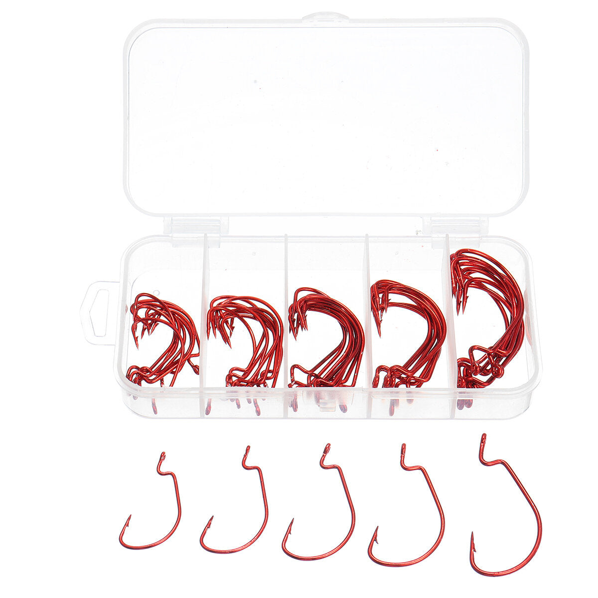 50PCS Three-color Fishing Hooks Light Portable Fishing Hooks with Storage Box