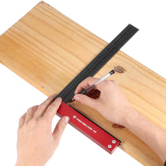 12 Inch Precision Woodworking Square Marking Ruler Aluminum Alloy 90 Degree Right Angle Ruler Hole Positioning Scriber