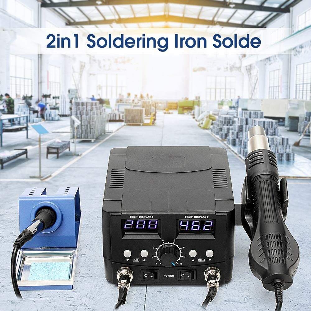750W LCD Rework Soldering Station 8582D Electric Hot Air Gunn Heater SMD Desoldering Iron Station Solder Welding Machine