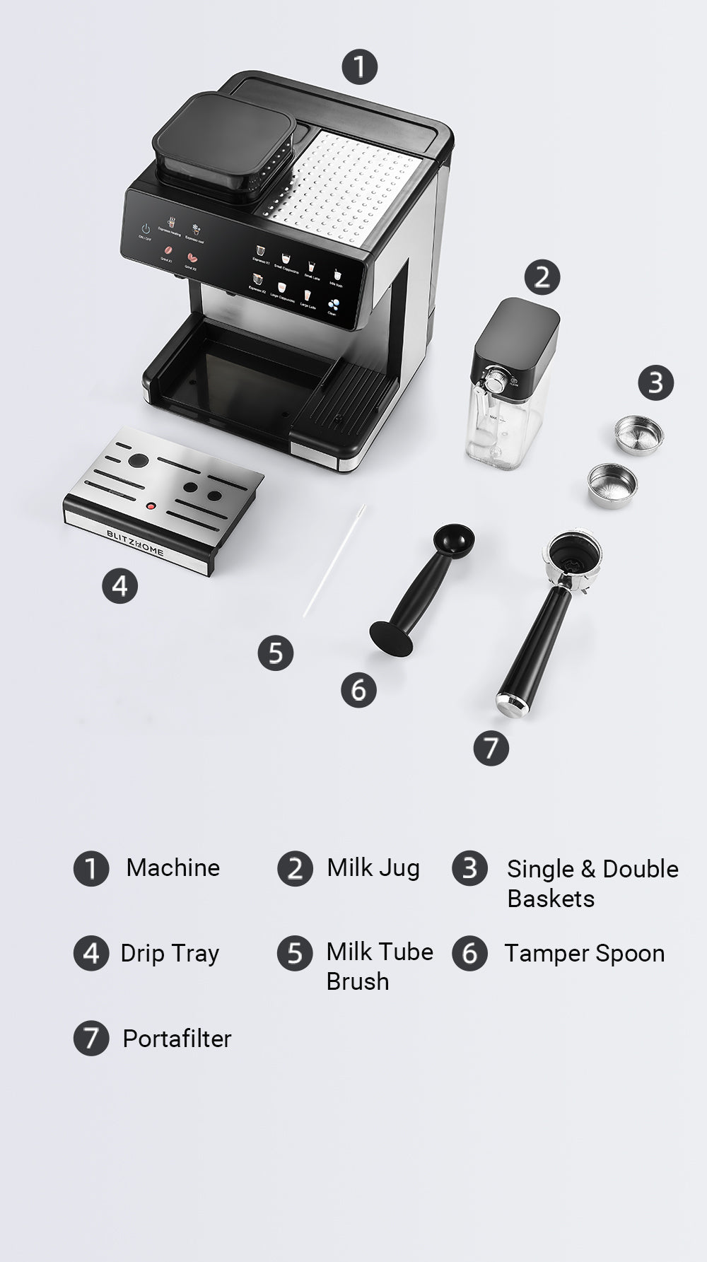 All-in-One Espresso Coffee Machine with Built-in Grinder Dual Boiler, Automatic Milk Frother Hot & Cold Brew Touch Screen