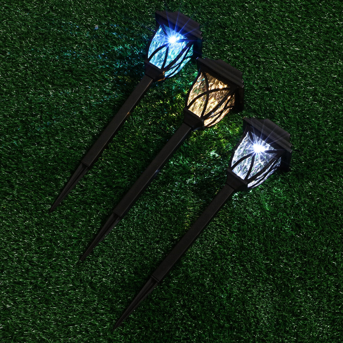 6Pcs Solar LED Pathway Lights Set Outdoor Yard Garden Walkway Landscape Lamp