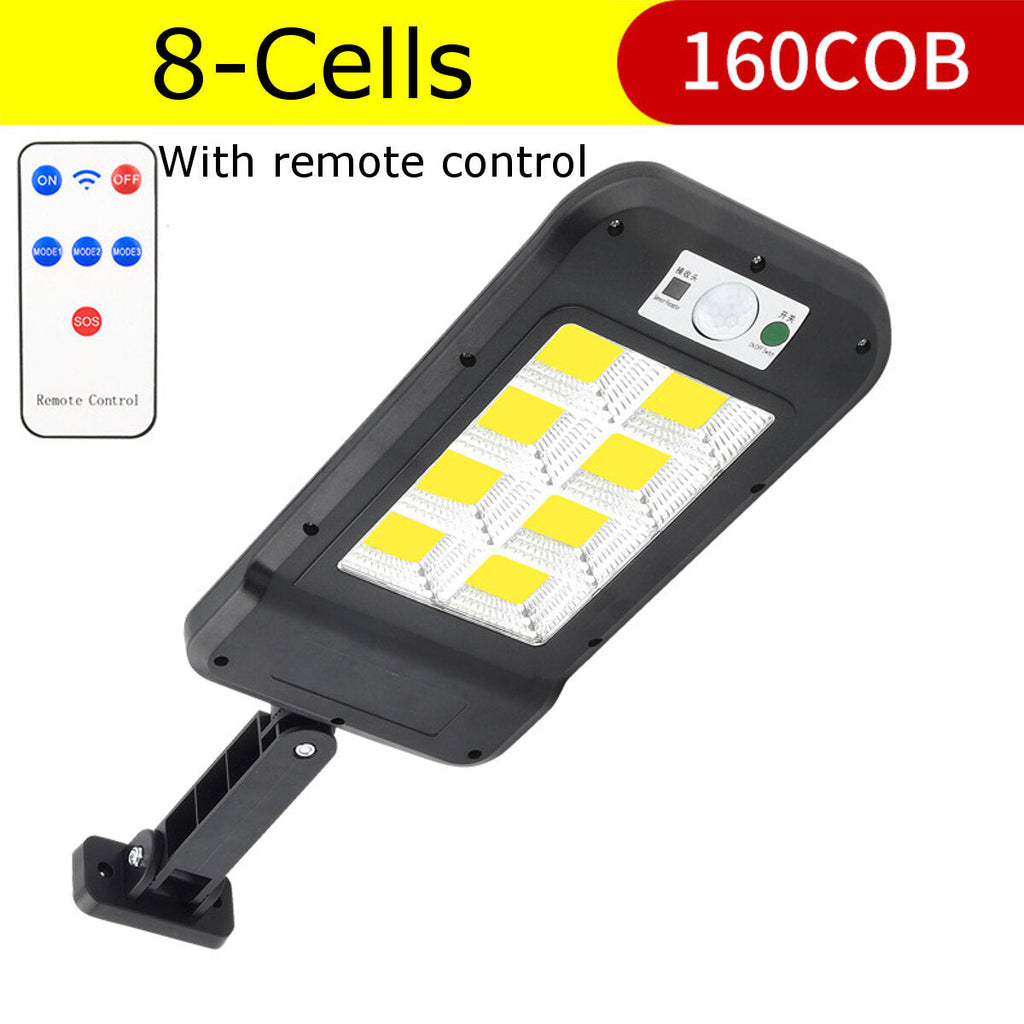 120/128/150/160 LED/COB Solar Street Light PIR Motion Sensor Security Wall Lamp IP67 With Pole