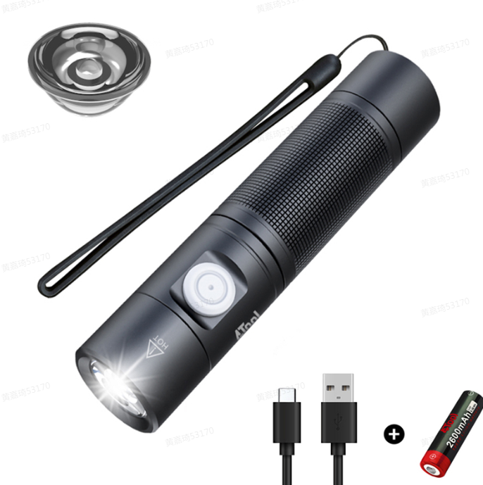 1400lm TIR Lens 200m Long Range Compact EDC Flashlight with Type-C USB Rechargeable 21700