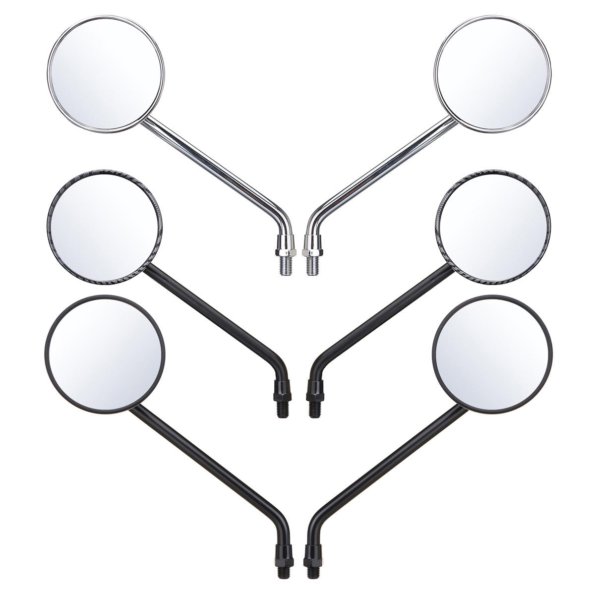 Diameter 85mm Retro Round Rearview Motorcycle Mirrors Long/Short Handle