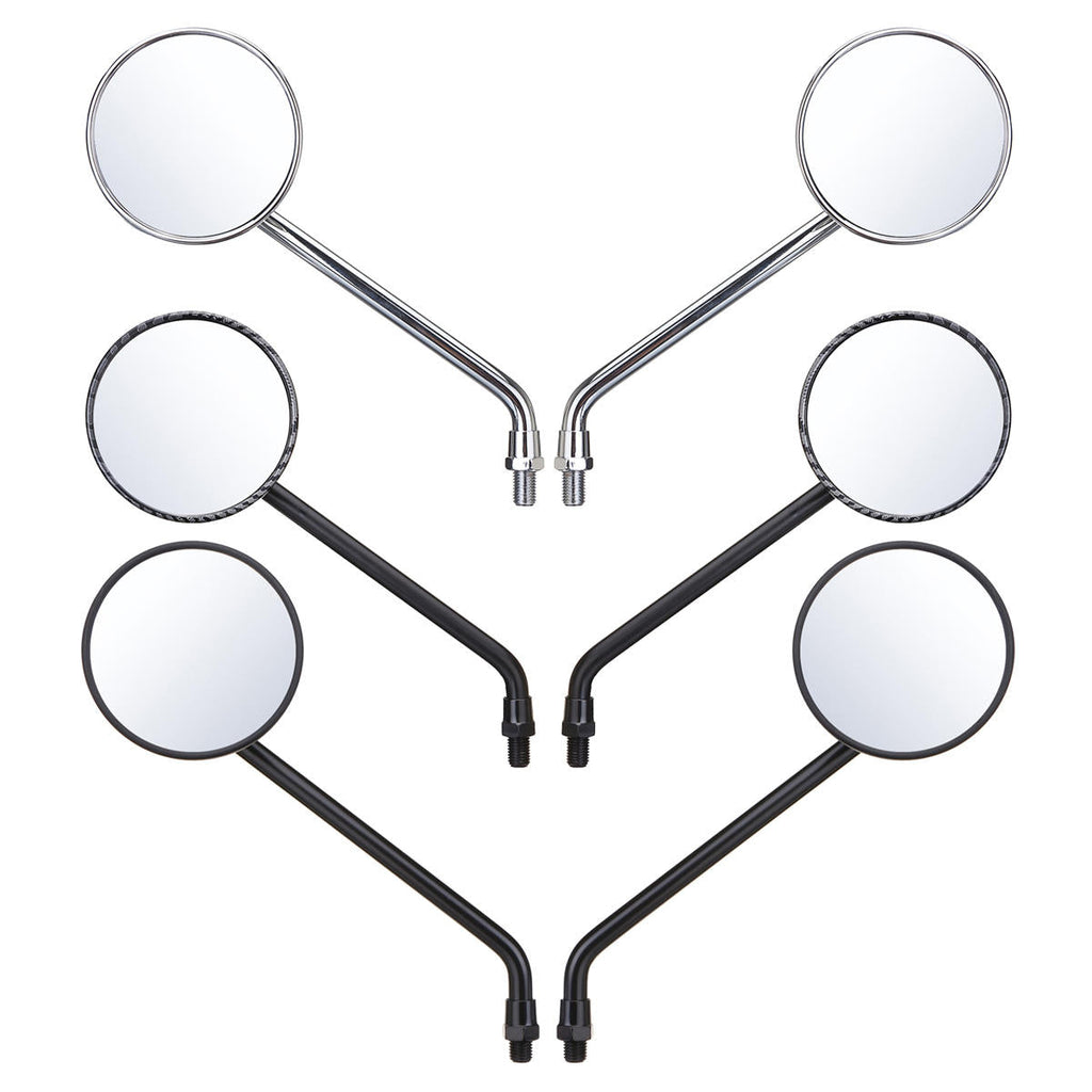 Diameter 85mm Retro Round Rearview Motorcycle Mirrors Long/Short Handle
