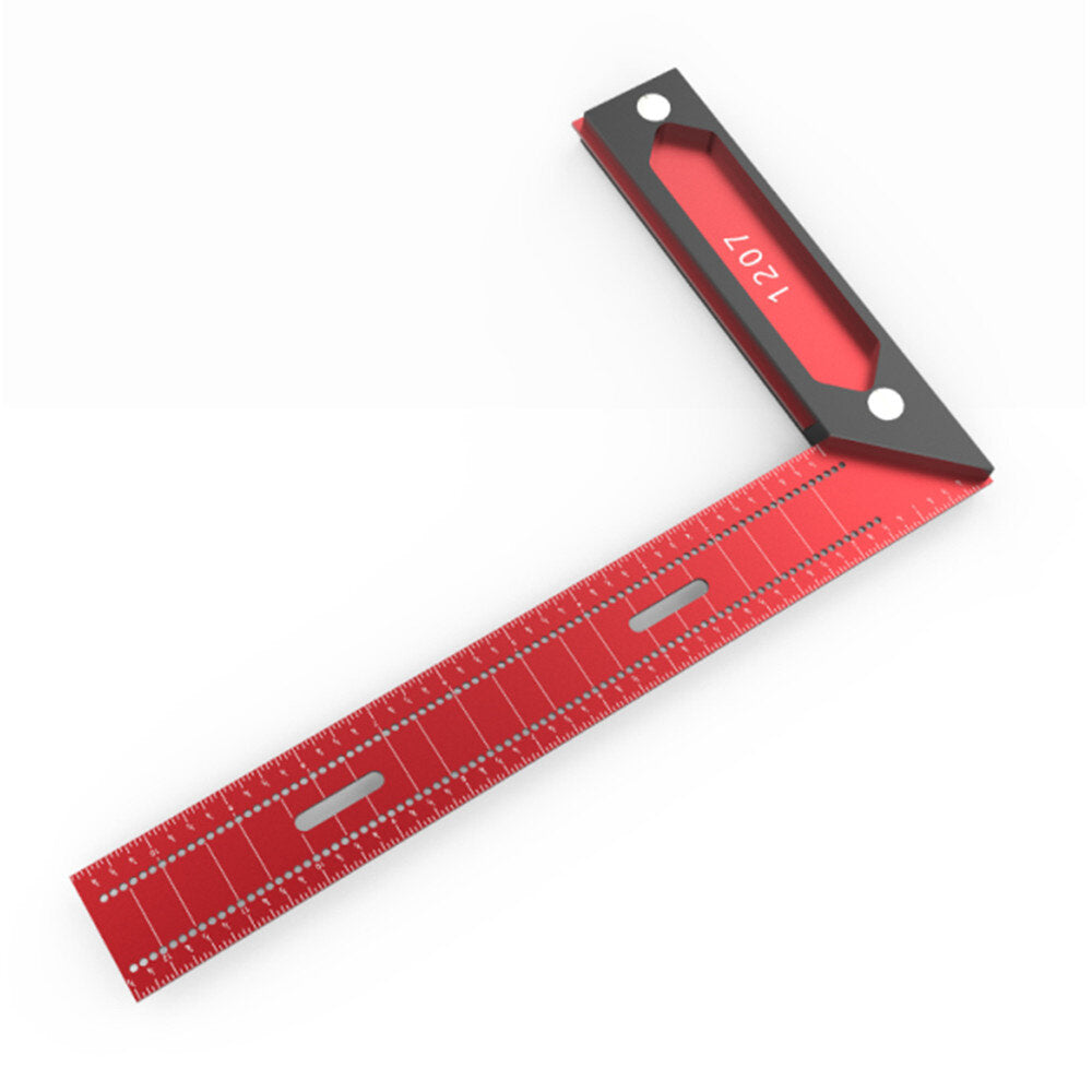 Red T-Shaped Woodworking Cross Ruler - Durable Aluminum Alloy, Precision Measurement Tool, 12/16 Inch Options