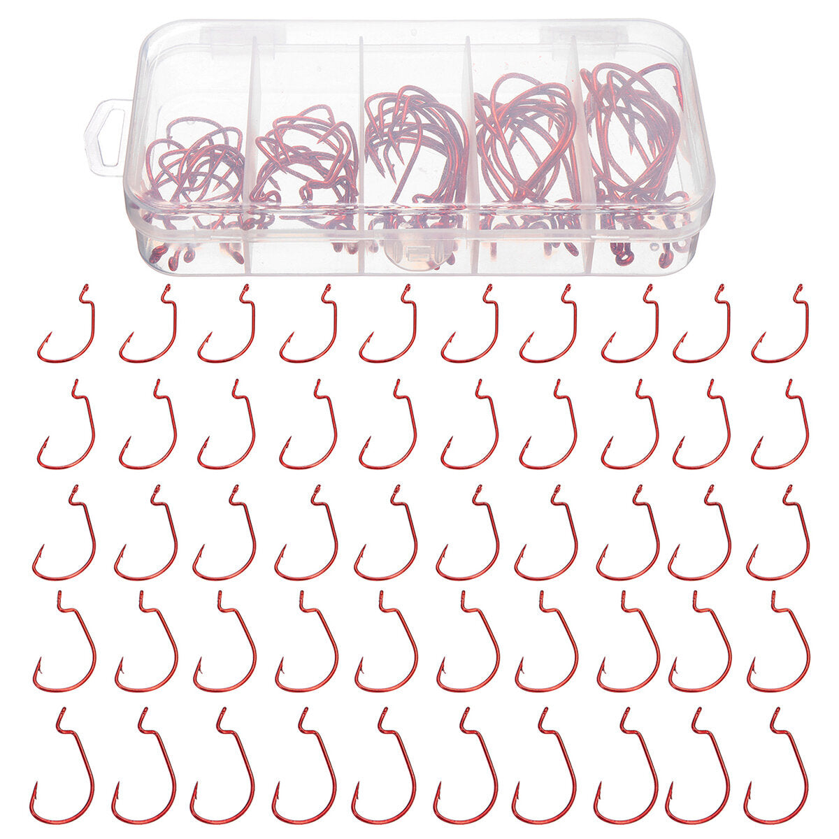 50PCS Three-color Fishing Hooks Light Portable Fishing Hooks with Storage Box