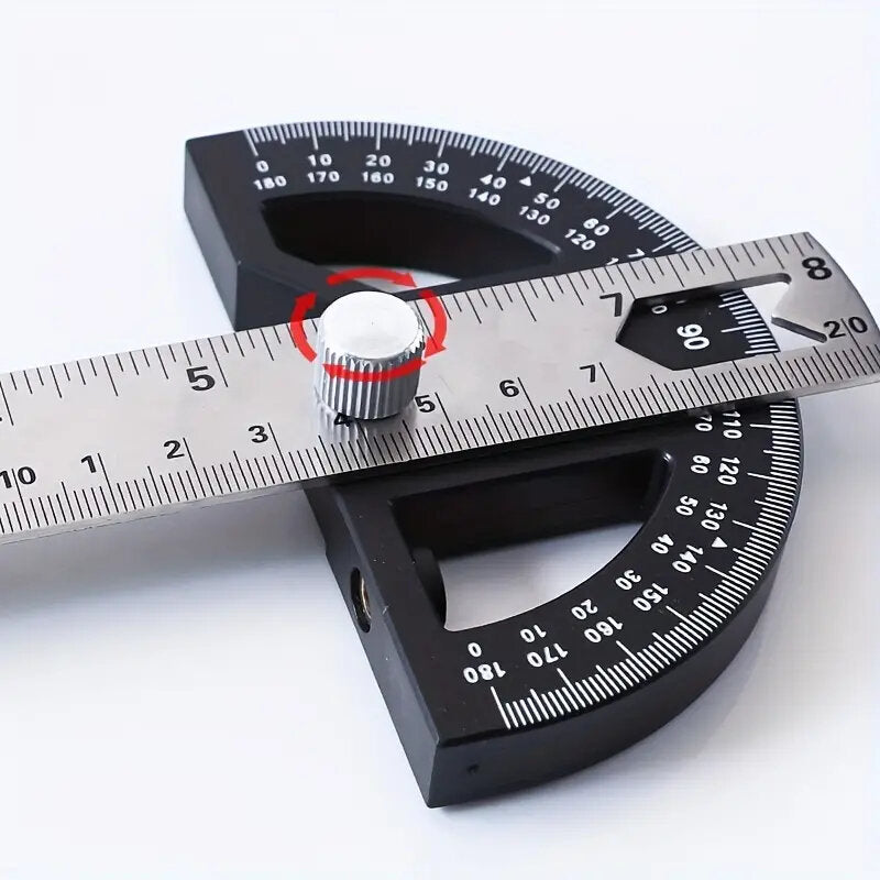 Woodworking Protractor Angle Gauge Ruler Tool - 8" & 12" Aluminum/ABS, Multi-Angle Measurement, Carpenter Essential