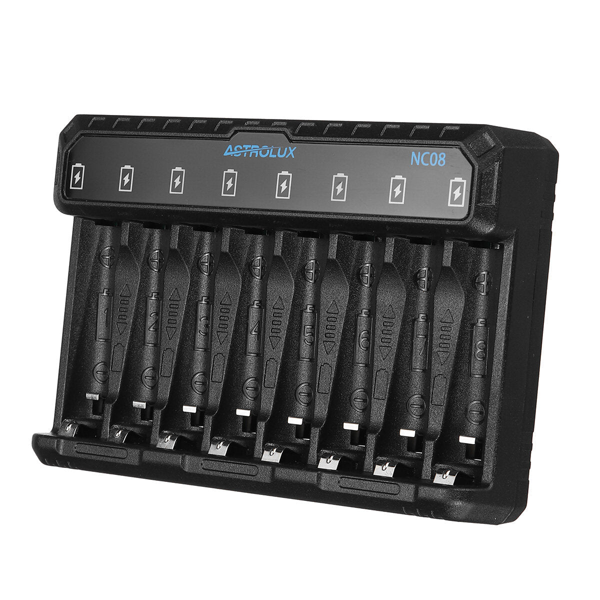 8 Slot Intelligent Type-C 2A Charger For 1.2V Ni-MH/Ni-Cd AA AAA 1.5V Li-ion 14500 10440 Rechargeable Battery