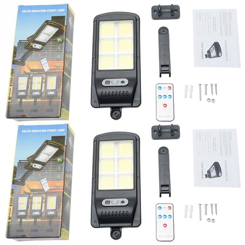 2Pcs 120 COB Flood Lamp LED Solar Street Light Outdoor Waterproof Motion Sensor Garden Light with Remote Control