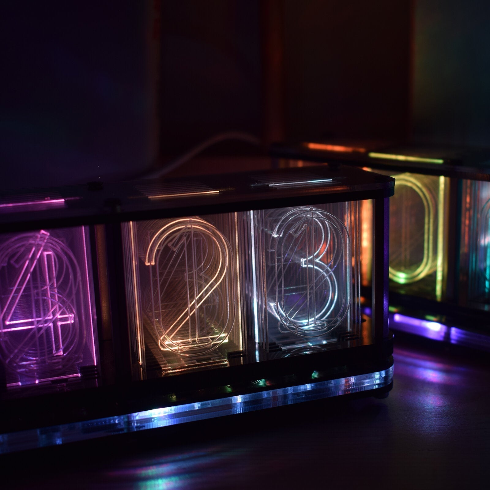 Upgrade Boldfaced Word Imitate Glow Clock Full Color RGB Glow Tube Clock LED Music Spectrum Kit DS3231