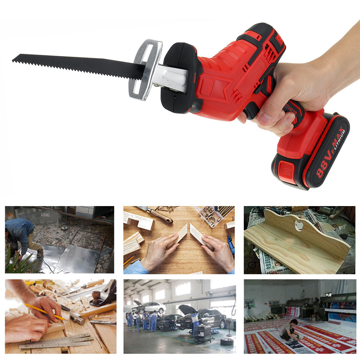 88VF Cordless Electric Reciprocating Saw Outdoor Portable Woodworking Tool One Hand Saw