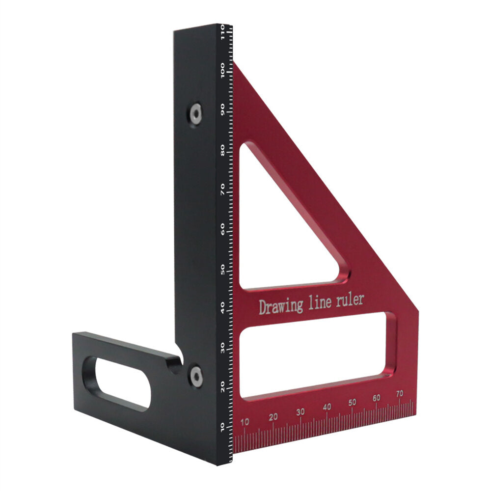 Multi-Functional Aluminum Woodworking Ruler - High Precision 0-76mm, Durable, Black/Red, Easy to Use Tool