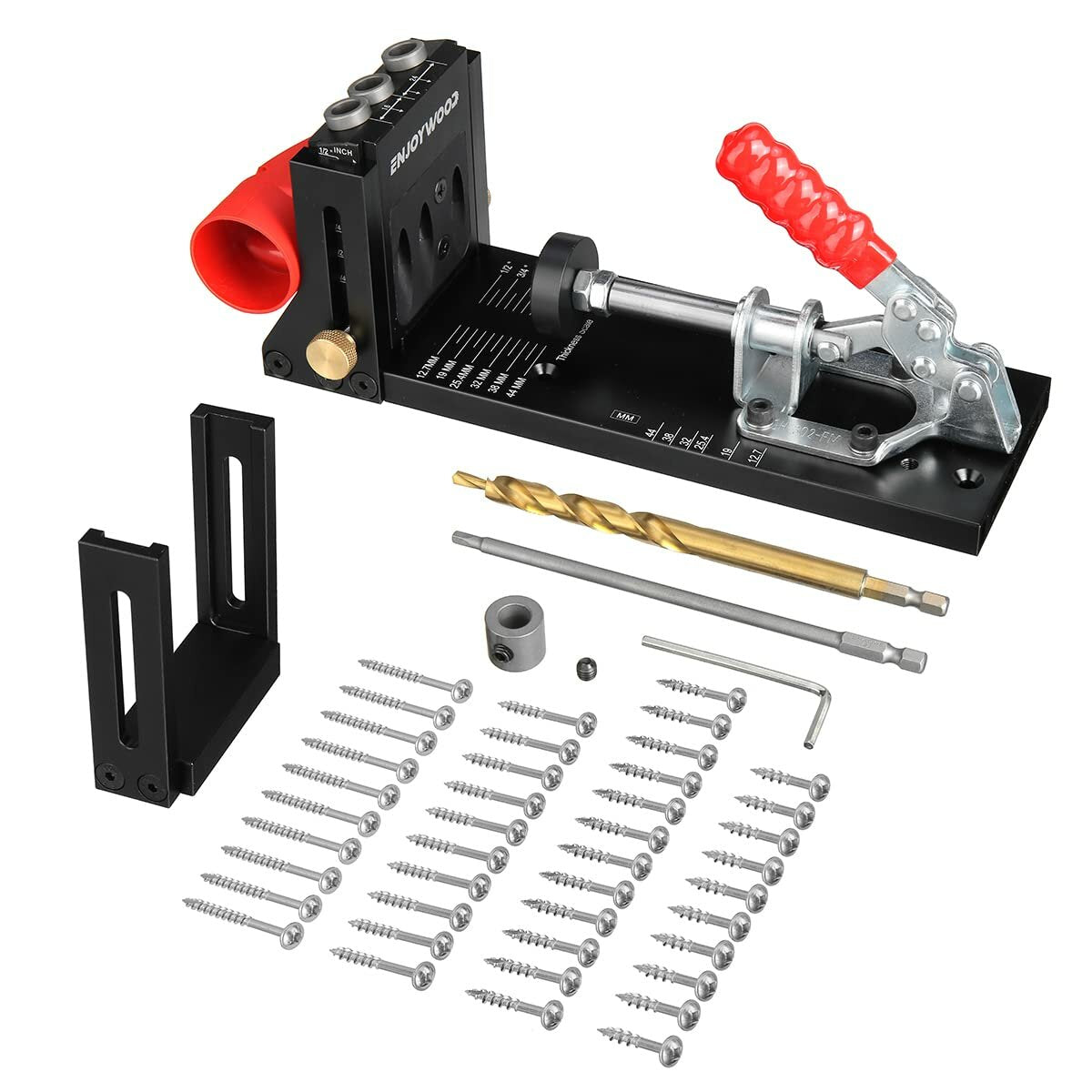 Aluminum Pocket Hole Jig with Stabilizing Bar & Stop Block for DIY Woodworking Projects