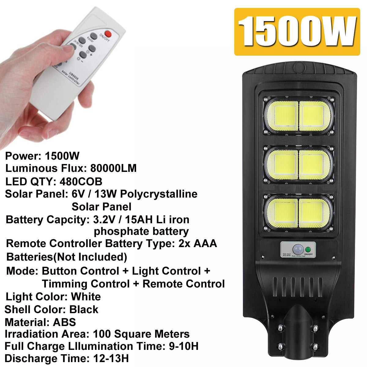 160/320/480/640COB LED Solar Street Light PIR Motion Sensor Outdoor Wall Lamp With Remote Control