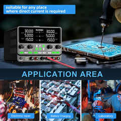 2KD Series Regulated Power Supply 30V 10A Adjustable Voltage Current Precision High Resolution USB RS232 RS485 Interface Compact Lightweight Design