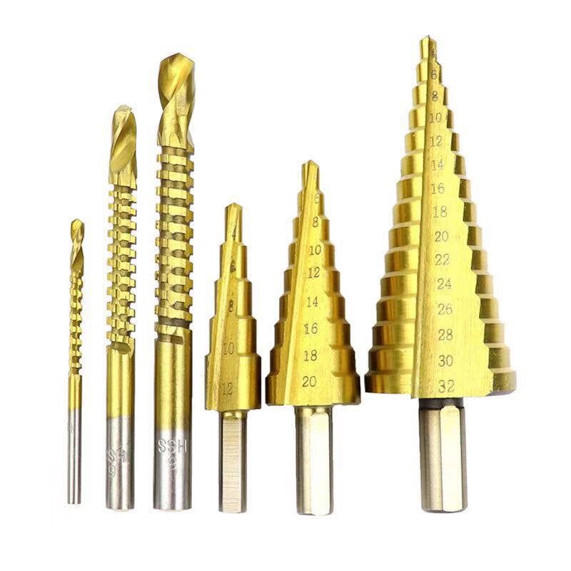 6PCS Pagoda Drill Saw Drill Bit Multi-function Step Drill High-speed Steel Metal Drilling PVC Plate Hole Opener Drill Bit