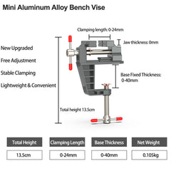 Mini Bench Clamp - Durable Plastic & Aluminum Alloy, Lightweight, Adjustable, Easy to Use for DIY Woodwork & Cabinetry
