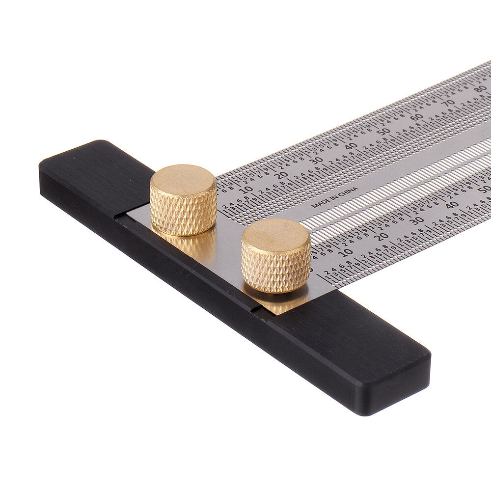 Stainless Steel Precision Marking T Ruler for Woodworking - 200/300/400mm Hole Positioning Measuring Tool