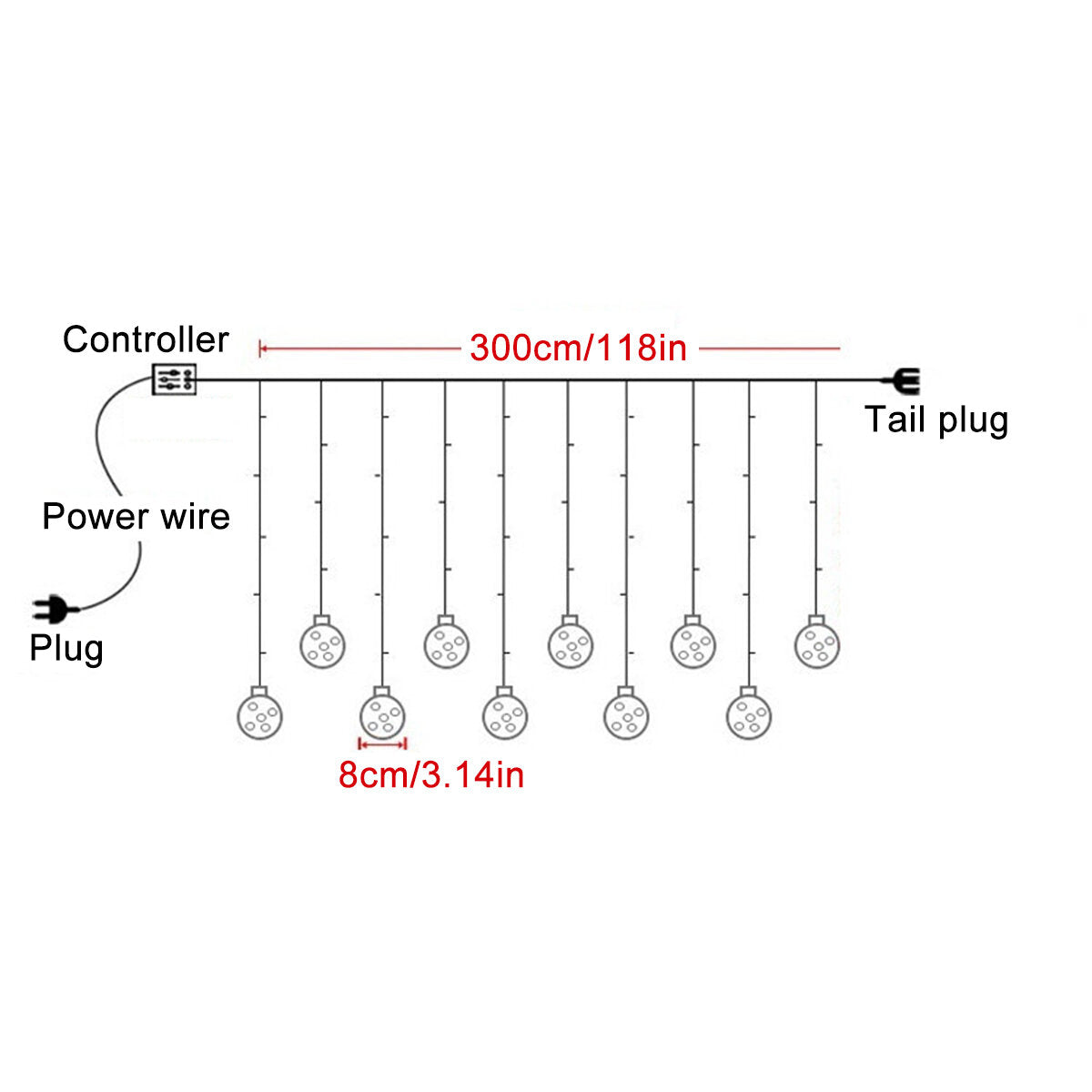 LED Fairy String Curtain Window Lights Holidays Party Waterproof Christmas Decorations Lights