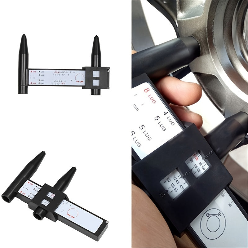 1pc Black Caliper Hub Hole Distance Measurement Tool Ruler Wheel Bolt Gauge