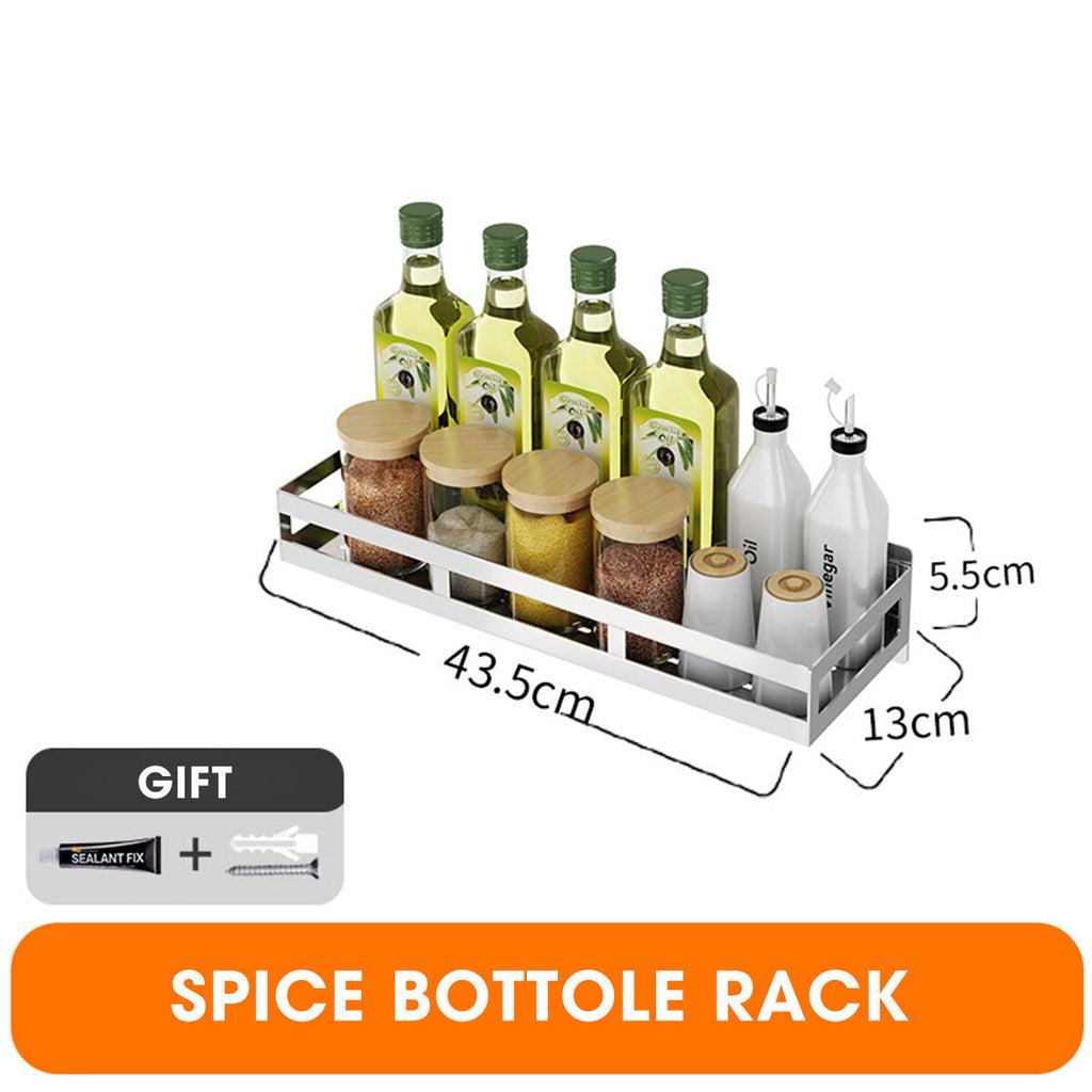 Wall Hanging Storage Shelf Rack Organizer Kitchen Dishes Spice Knife Holder